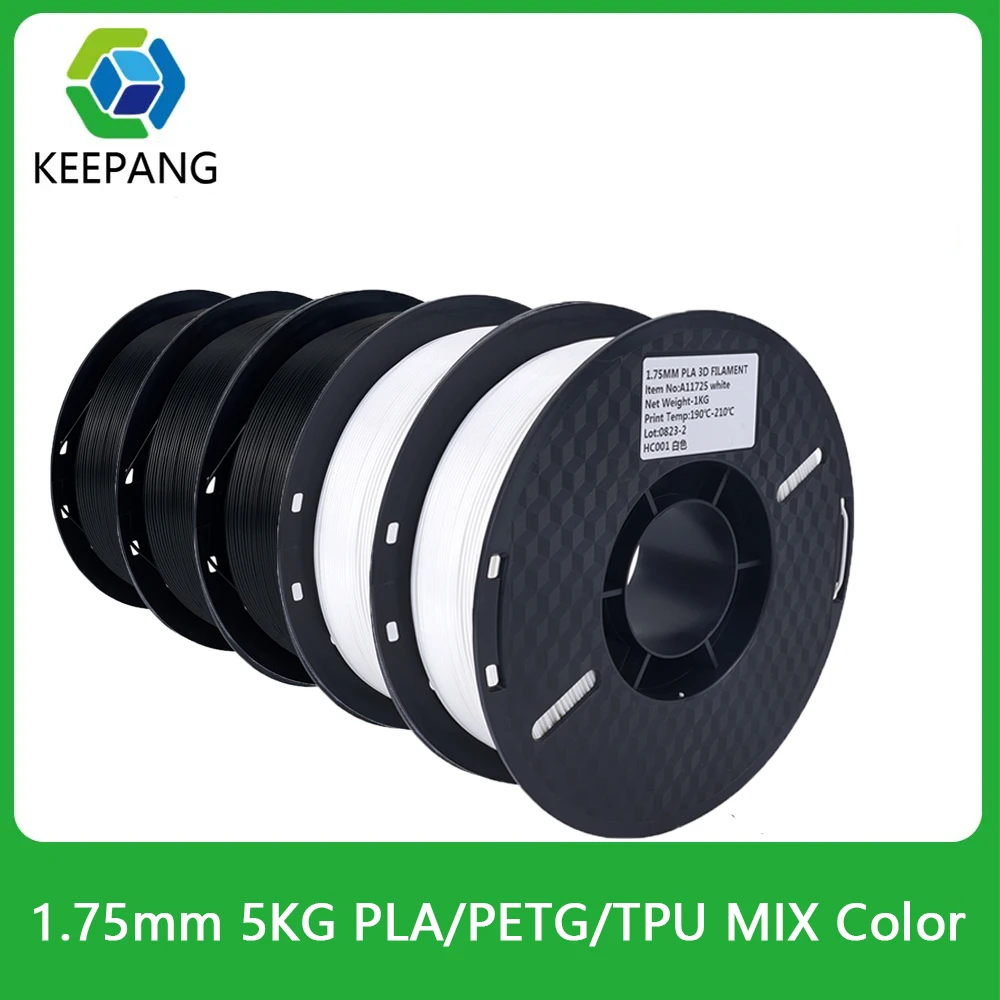 5kg/zestaw PLA/PETG/TPU Filament 1.75MM Materiały do ​​​​drukarek 3D 100% bez pęcherzyków Plastikowe materiały…
