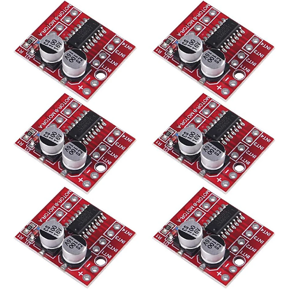 6-pakowy sterownik silnika prądu stałego Mini L298N, MX1508 Mini dwukanałowy 1,5 A 2-drożny regulator…