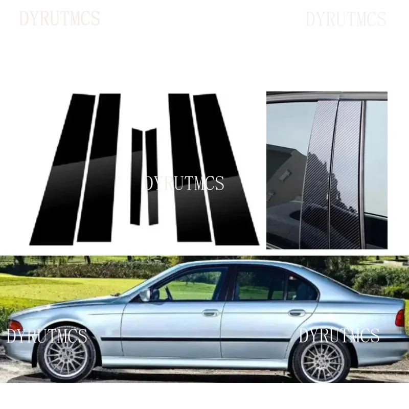 6 SZT. Błyszczące Czarne Srebrne Nakładki Karbonowe na Słupki Drzwiowe Pasujące do BMW Serii 5 E39 1997 1998… 6 SZT. Błyszczące Czarne Srebrne Nakładki Karbonowe na Słupki Drzwiowe Pasujące do BMW Serii 5 E39 1997 1998…