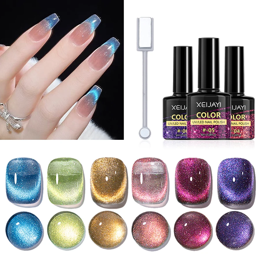 6 szt. Żelowy zestaw do paznokci, Odblaskowy magnetyczny żelowy lakier i kij, Soak Off Cat Eye Żel do manicure… 6 szt. Żelowy zestaw do paznokci, Odblaskowy magnetyczny żelowy lakier i kij, Soak Off Cat Eye Żel do manicure…
