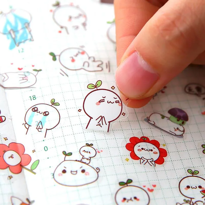 6 sztuk/partia koreański wodoodporny Cartoon śliczne przezroczyste Diy naklejki dekoracyjne naklejki na konto…