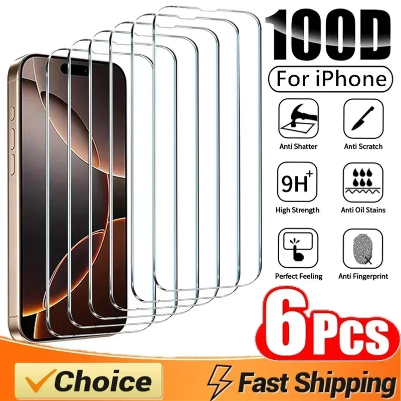 6 sztuk szkła hartowanego 100D do iPhone’a 13 14 11 12 15 16 Pro Max Mini osłona ekranu do iPhone’a XS MAX X…