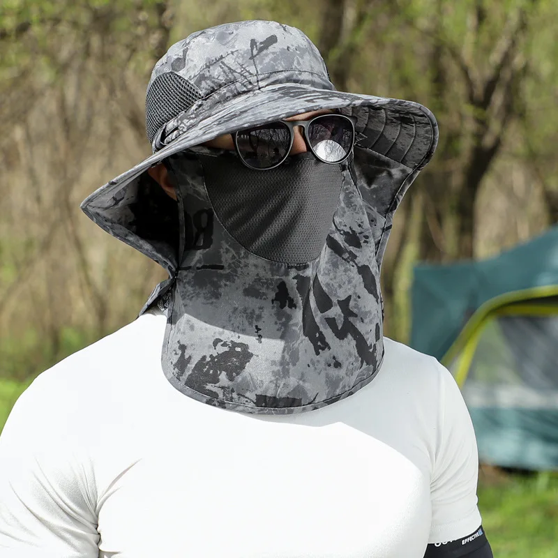 60-65cm Duża głowa Unisex Mężczyźni Kobiety Rybak Kapelusz Gruby mężczyzna Duża liczba Ochraniacz szyi Odcień…
