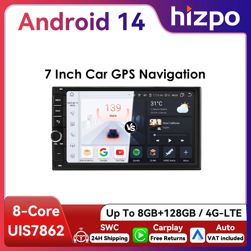 7-calowe uniwersalne radio samochodowe Hizpo 2Din z systemem Android Auto CarPlay Nawigacja GPS RDS DSP 4G… 7-calowe uniwersalne radio samochodowe Hizpo 2Din z systemem Android Auto CarPlay Nawigacja GPS RDS DSP 4G…