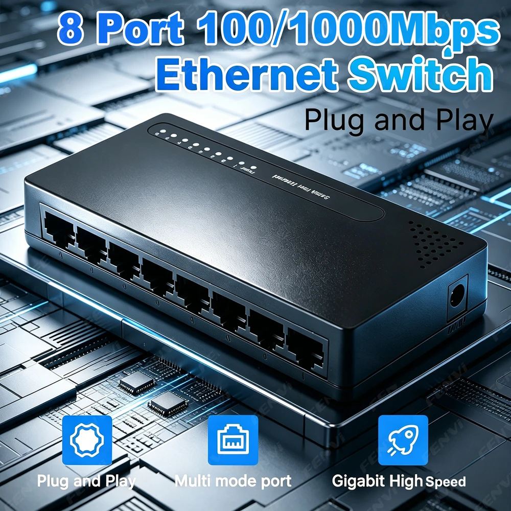8-portowy przełącznik Gigabit Ethernet 10/100/1000Mbps, biurkowy przełącznik sieciowy 1Gbps, Plug&Play, Hub… 8-portowy przełącznik Gigabit Ethernet 10/100/1000Mbps, biurkowy przełącznik sieciowy 1Gbps, Plug&Play, Hub…
