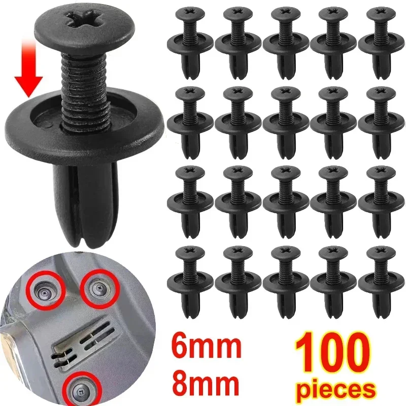 8mm/6mm Plastikowe nity Śruby Śruby do zderzaków błotników samochodowych Klipsy Nity Auto 8mm Otwór Plastikowy…