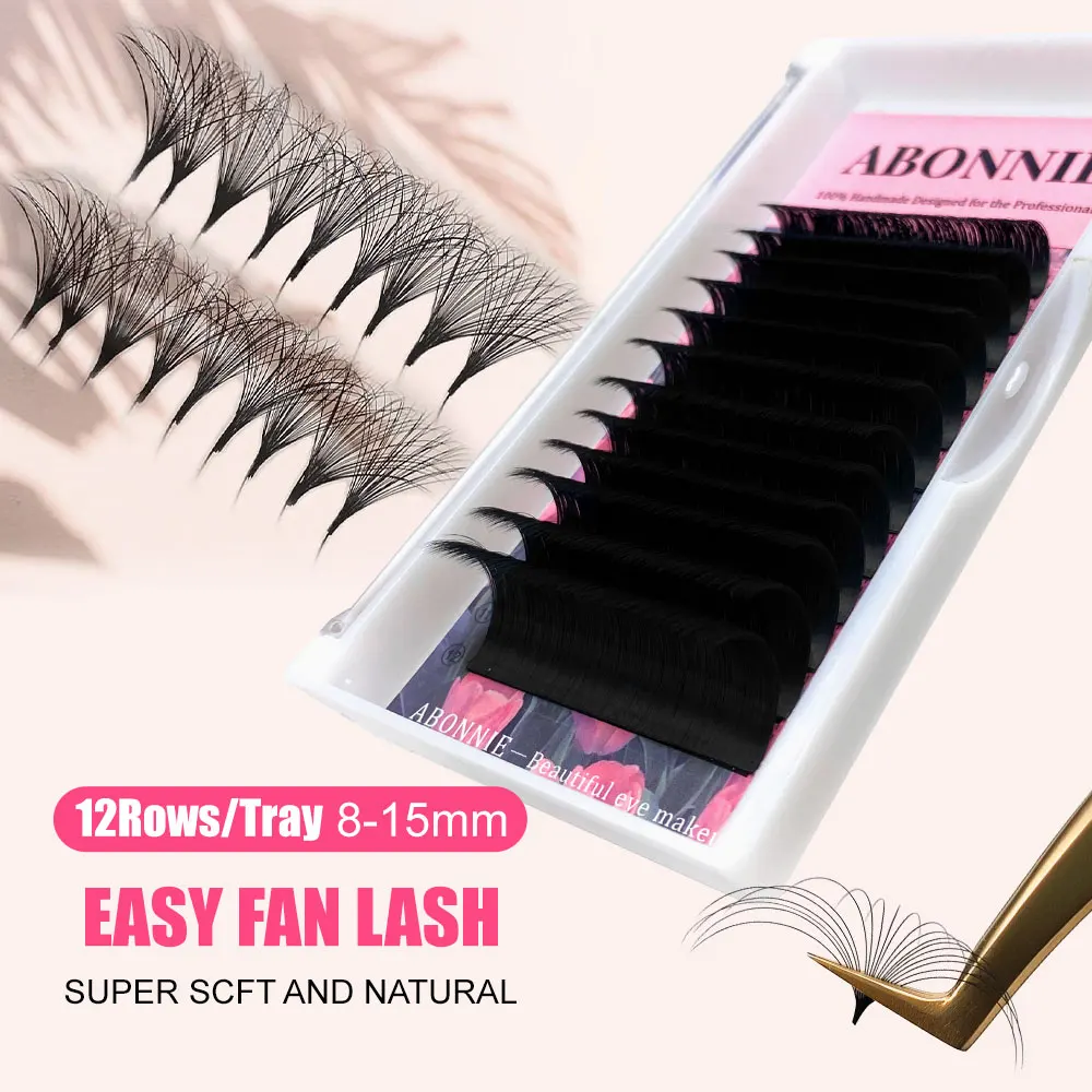 ABONNIE C CC D DD Curl Volume Fans Self Fanning Lash Extensions Blooming Eyelashes 0.03 0.05 0.07 0.10mm Easy…