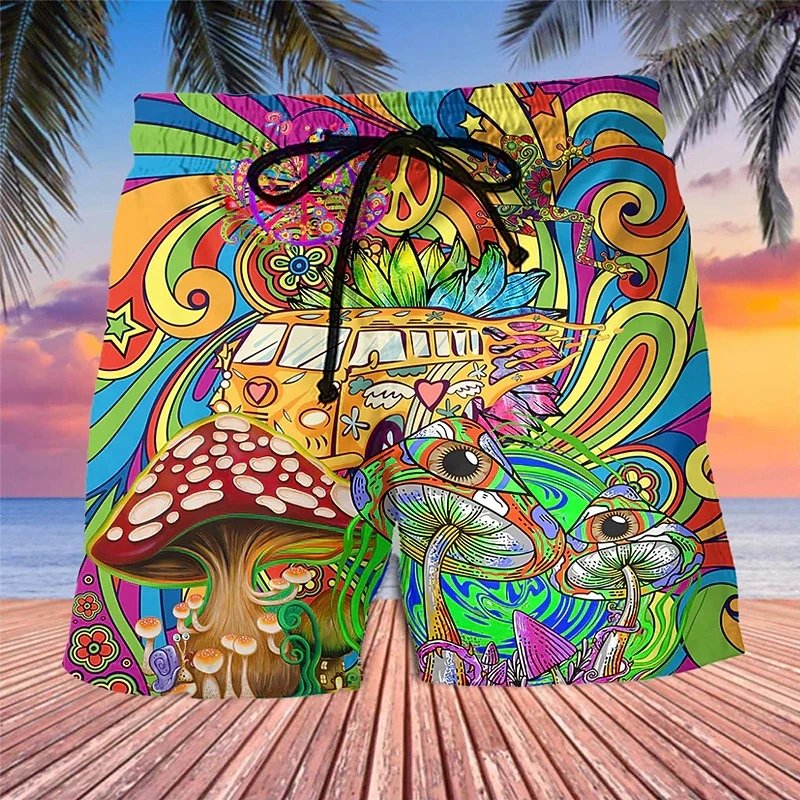 Abstrakcyjne krótkie spodnie dla mężczyzn z grzybami Hawaii wakacje spodenki plażowe Hip Hop kolorowe bermudy… Abstrakcyjne krótkie spodnie dla mężczyzn z grzybami Hawaii wakacje spodenki plażowe Hip Hop kolorowe bermudy…
