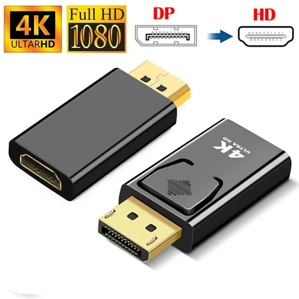 Adapter 4K DisplayPort na HDMI DP męski na żeński Konwerter kompatybilny z HDMI Wideo 1080P na PC HDTV Laptop