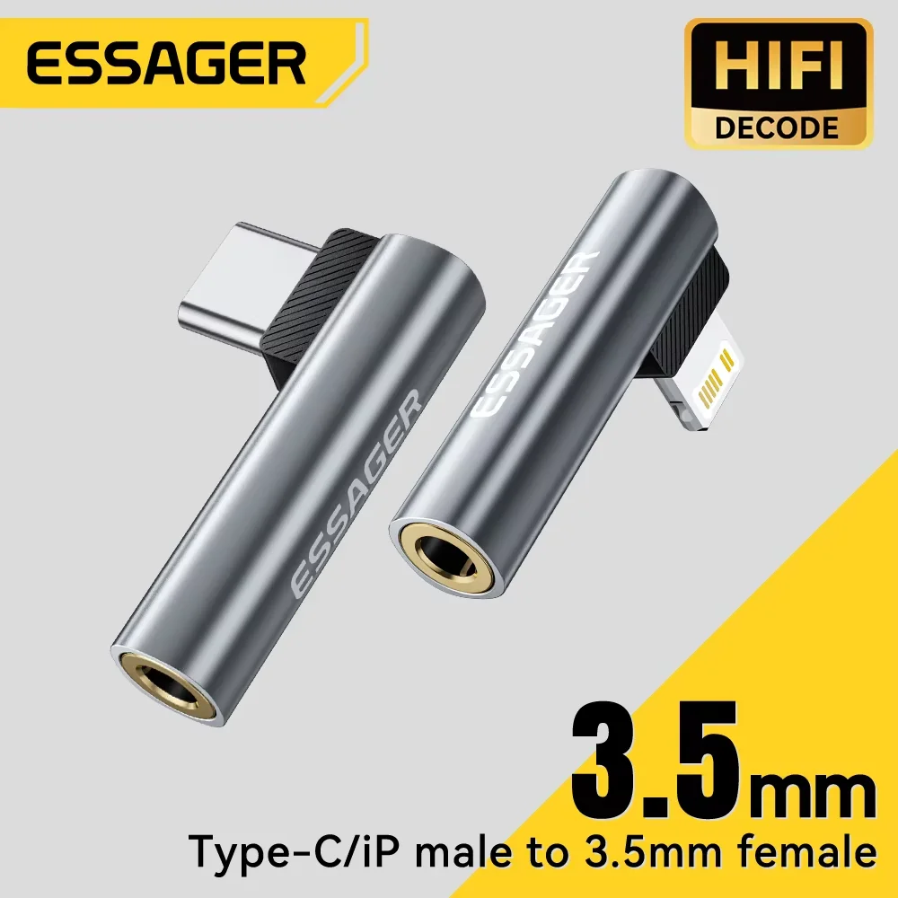 Adapter audio Essager w kształcie litery L, Type-C na 3.5mm Jack, do iPhone 16 15, adapter słuchawkowy…
