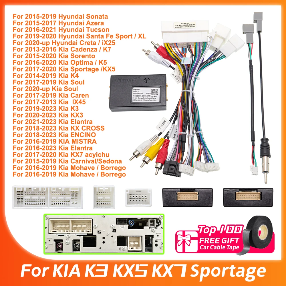 Adapter Canbus do radia samochodowego Android z wiązką przewodów i kablem zasilającym do KIA K3 KX5 KX7… Adapter Canbus do radia samochodowego Android z wiązką przewodów i kablem zasilającym do KIA K3 KX5 KX7…