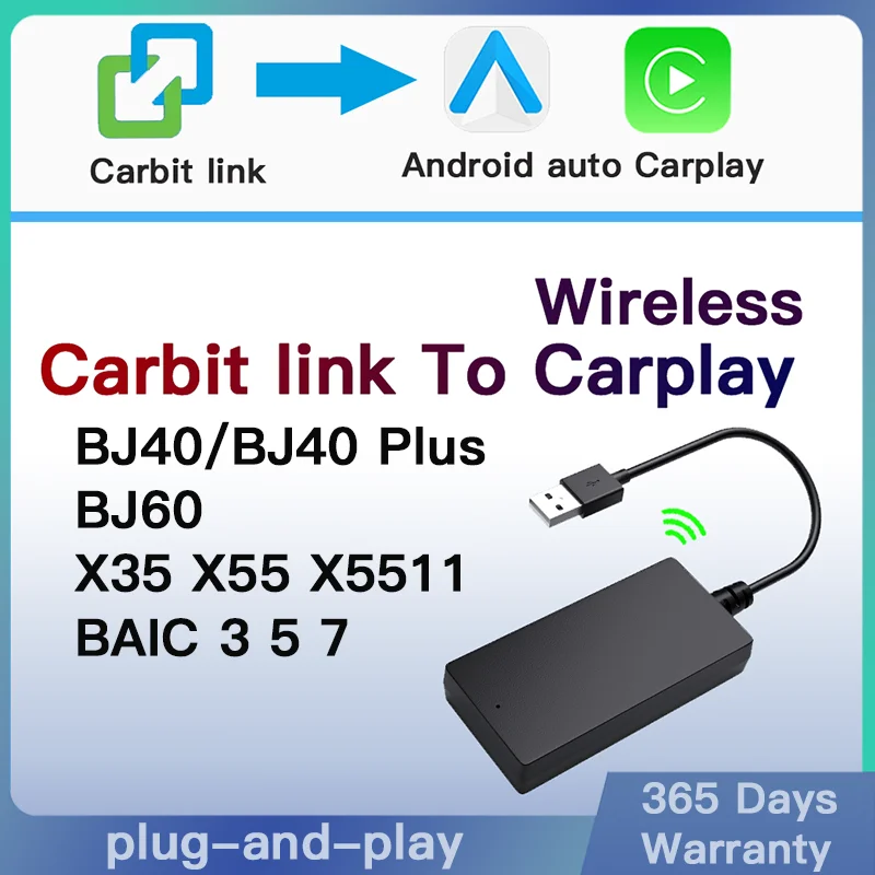 Adapter Carbitlink Smartlink Phonelink do bezprzewodowego CarPlay Android Auto Dongle Box Jetour Baic Geely…