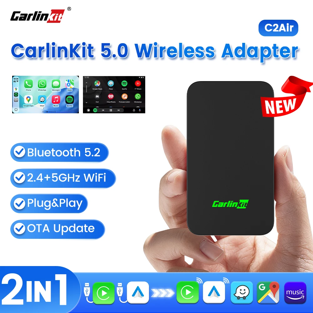 Adapter CarlinKit 5.0 Wireless CarPlay Plug and Play, przewodowy na bezprzewodowy Android Auto Car Play Mini… Adapter CarlinKit 5.0 Wireless CarPlay Plug and Play, przewodowy na bezprzewodowy Android Auto Car Play Mini…