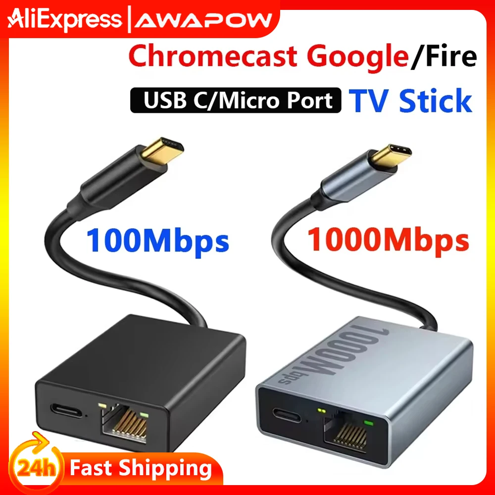 Adapter Ethernet Electop do Chromecast 4K Google TV, karta sieciowa USB-C Type-C do 1000Mbps dla smartfonów… Adapter Ethernet Electop do Chromecast 4K Google TV, karta sieciowa USB-C Type-C do 1000Mbps dla smartfonów…