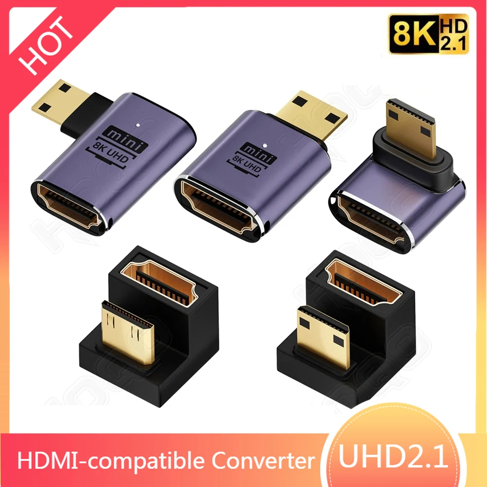 Adapter kompatybilny z HDMI 90 270 stopni kątowy konwerter męski na żeński Złącze 8K HD Przedłużacz…