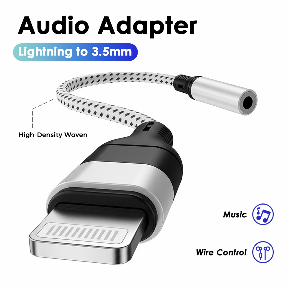 Adapter Lightning na Jack 3.5 mm do słuchawek audio dla iPhone 14 13 12 11 Pro Max Plus, rozdzielacz audio do…