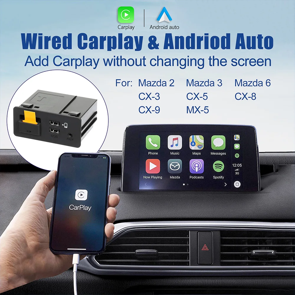 Adapter P2 Wired CarPlay Android Auto do Mazdy 2 3 6 CX3 CX5 CX8 CX9 MX5, aktualizacja systemu MZD, zestaw do… Adapter P2 Wired CarPlay Android Auto do Mazdy 2 3 6 CX3 CX5 CX8 CX9 MX5, aktualizacja systemu MZD, zestaw do…