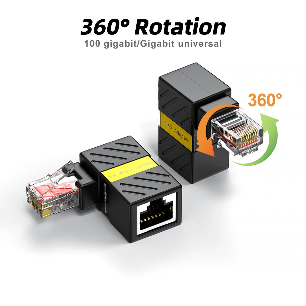 Adapter RJ45 męski na żeński z obrotem 360 stopni, przedłużacz 90 stopni do kabli sieciowych LAN Ethernet Cat5…