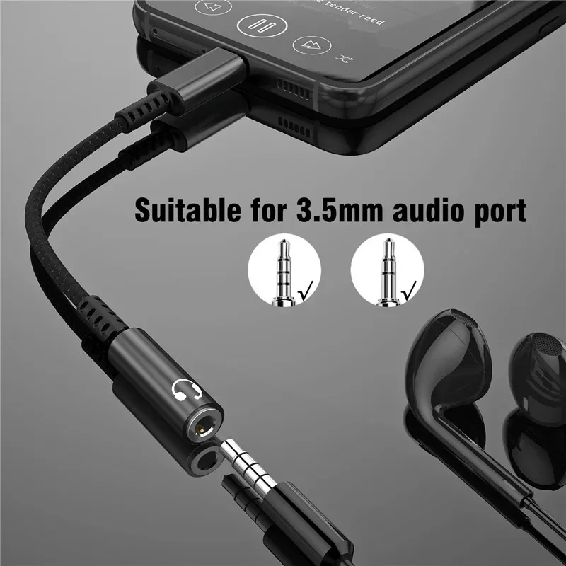 Adapter USB-C na 3,5 mm Jack Audio Kabel Konwerter Słuchawkowy do Sumsang Xiaomi Redmi Poco LG Huawei OnePlus Adapter USB-C na 3,5 mm Jack Audio Kabel Konwerter Słuchawkowy do Sumsang Xiaomi Redmi Poco LG Huawei OnePlus