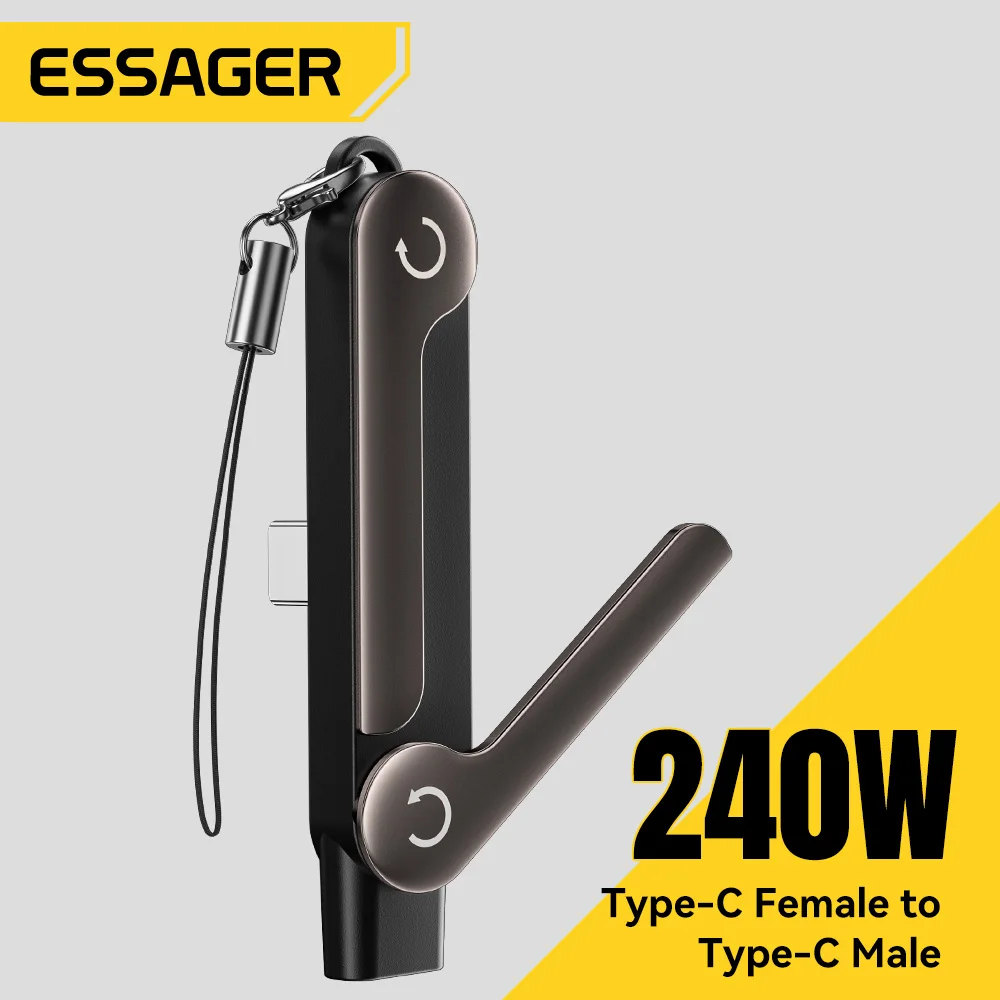 Adapter USB C OTG Essager 240W ze stojakiem, konwerter 90 stopni USB-C żeński na iPad męski, do iPhone 17 16… Adapter USB C OTG Essager 240W ze stojakiem, konwerter 90 stopni USB-C żeński na iPad męski, do iPhone 17 16…