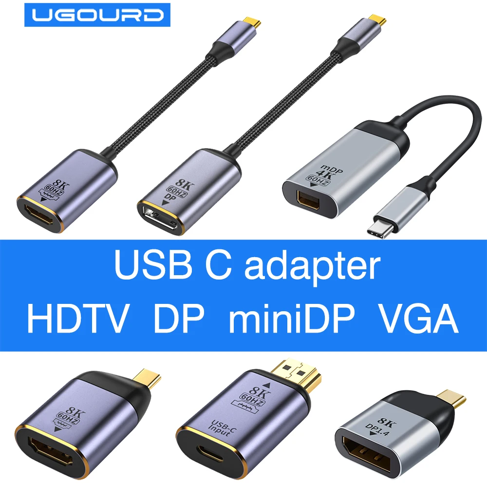 Adapter USB typu C na HDMI 8K USB C na DP DisplayPort miniDP 4K VGA do laptopa MacBook TV Box PS5 Switch iPad…