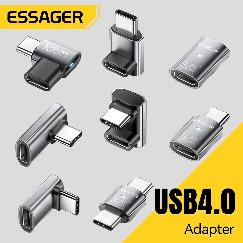 Adapter USB4.0 40Gbps OTG Essager, konwerter szybkiego ładowania 240W, adapter danych USB typu C z kątem 90… Adapter USB4.0 40Gbps OTG Essager, konwerter szybkiego ładowania 240W, adapter danych USB typu C z kątem 90…