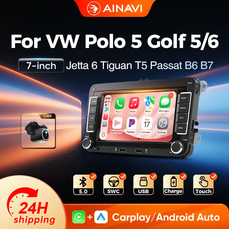 AINAVI 7-calowe radio samochodowe 2 Din z bezprzewodowym Carplay dla VW Passat B6 B7 CC Golf 6 T5 Polo 5… AINAVI 7-calowe radio samochodowe 2 Din z bezprzewodowym Carplay dla VW Passat B6 B7 CC Golf 6 T5 Polo 5…