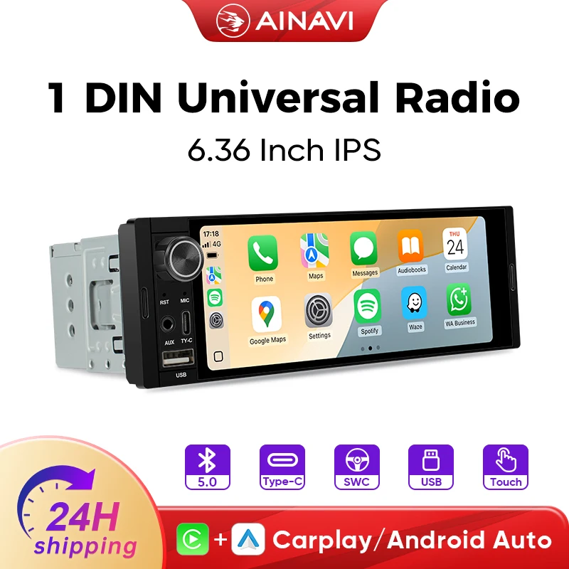 AINAVI K40 1 DIN Radio Samochodowe Uniwersalne Jednokanałowe Bezprzewodowe Carplay Android Auto In-Cell HD IPS… AINAVI K40 1 DIN Radio Samochodowe Uniwersalne Jednokanałowe Bezprzewodowe Carplay Android Auto In-Cell HD IPS…