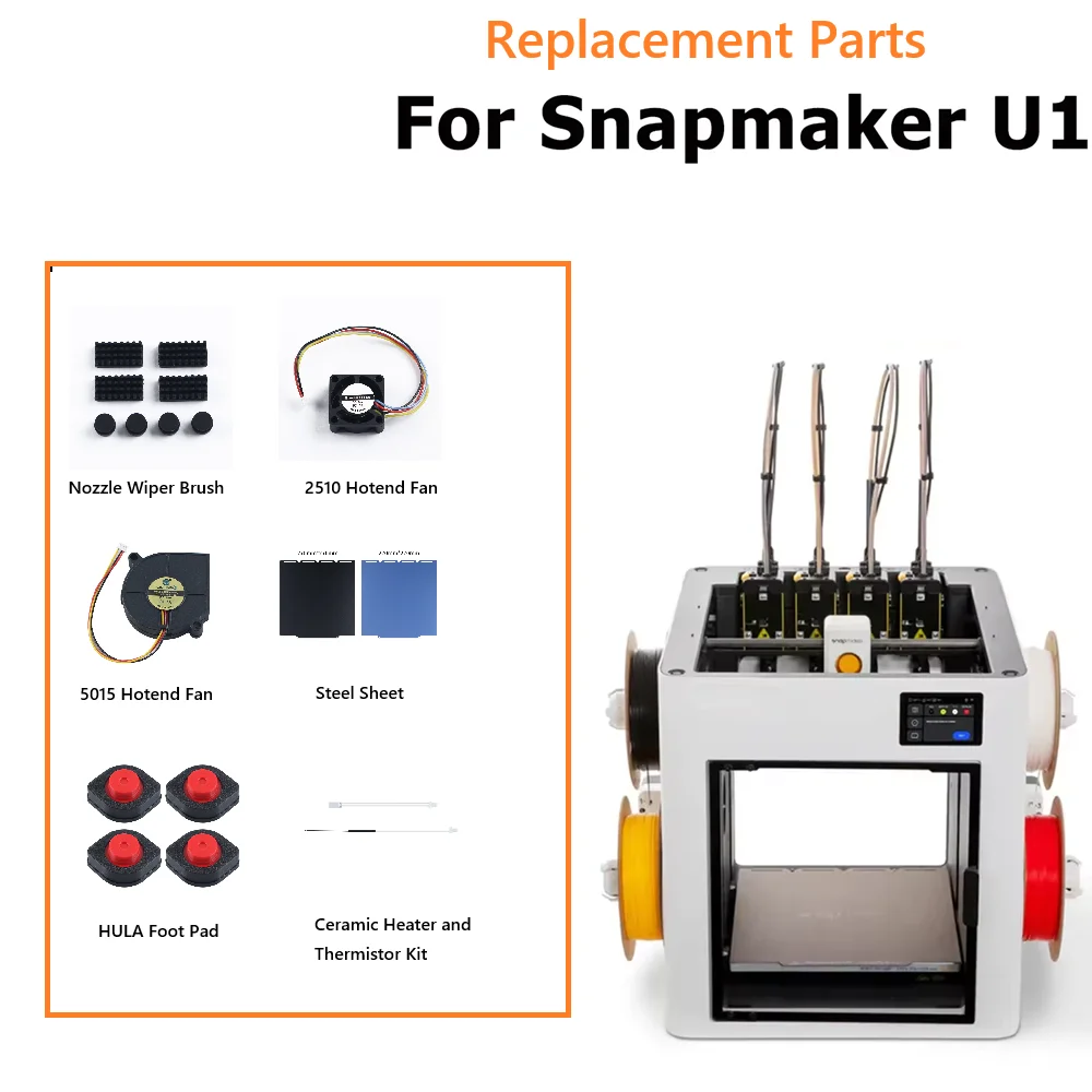 Akcesoria do drukarki 3D Snapmaker U1: Podkładki pod wentylator 2510/5015, górna pokrywa, blacha stalowa…