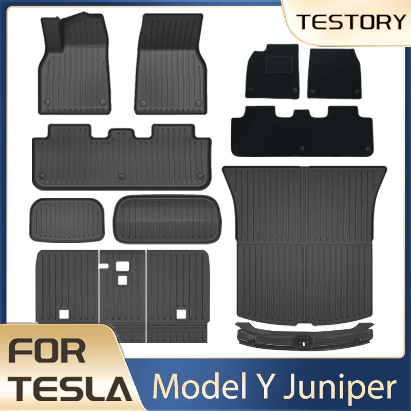 Akcesoria do Tesla Model Y Juniper 2025 2026, dywaniki podłogowe TPE, wodoodporna mata do bagażnika dla Tesla…