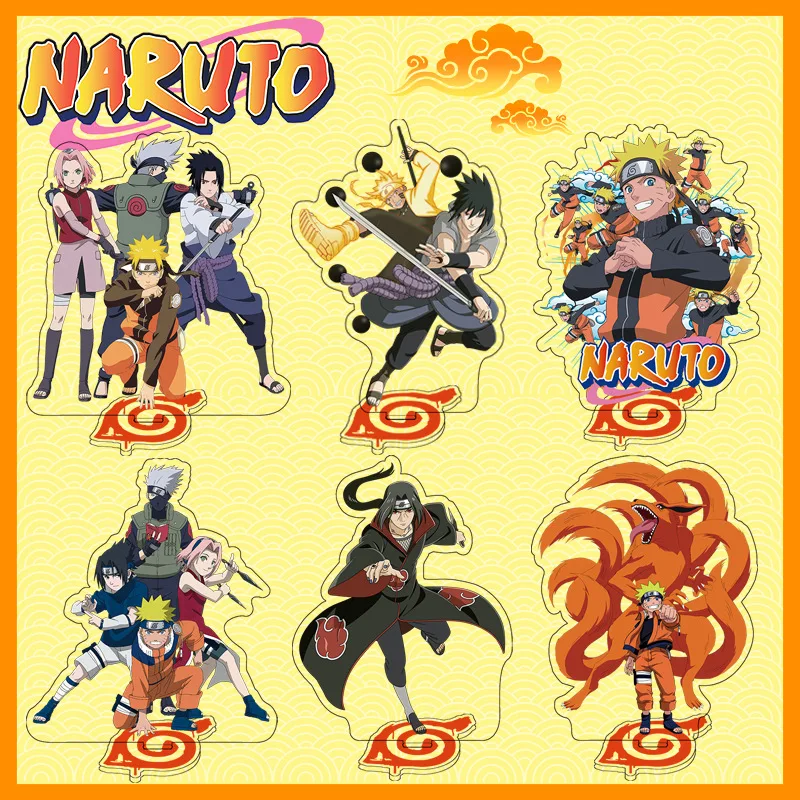 Akrylowa figurka anime Naruto, stojak ekspozycyjny, model, płytka, Uchiha Sasuke, Hatake Kakashi, akcesoria…