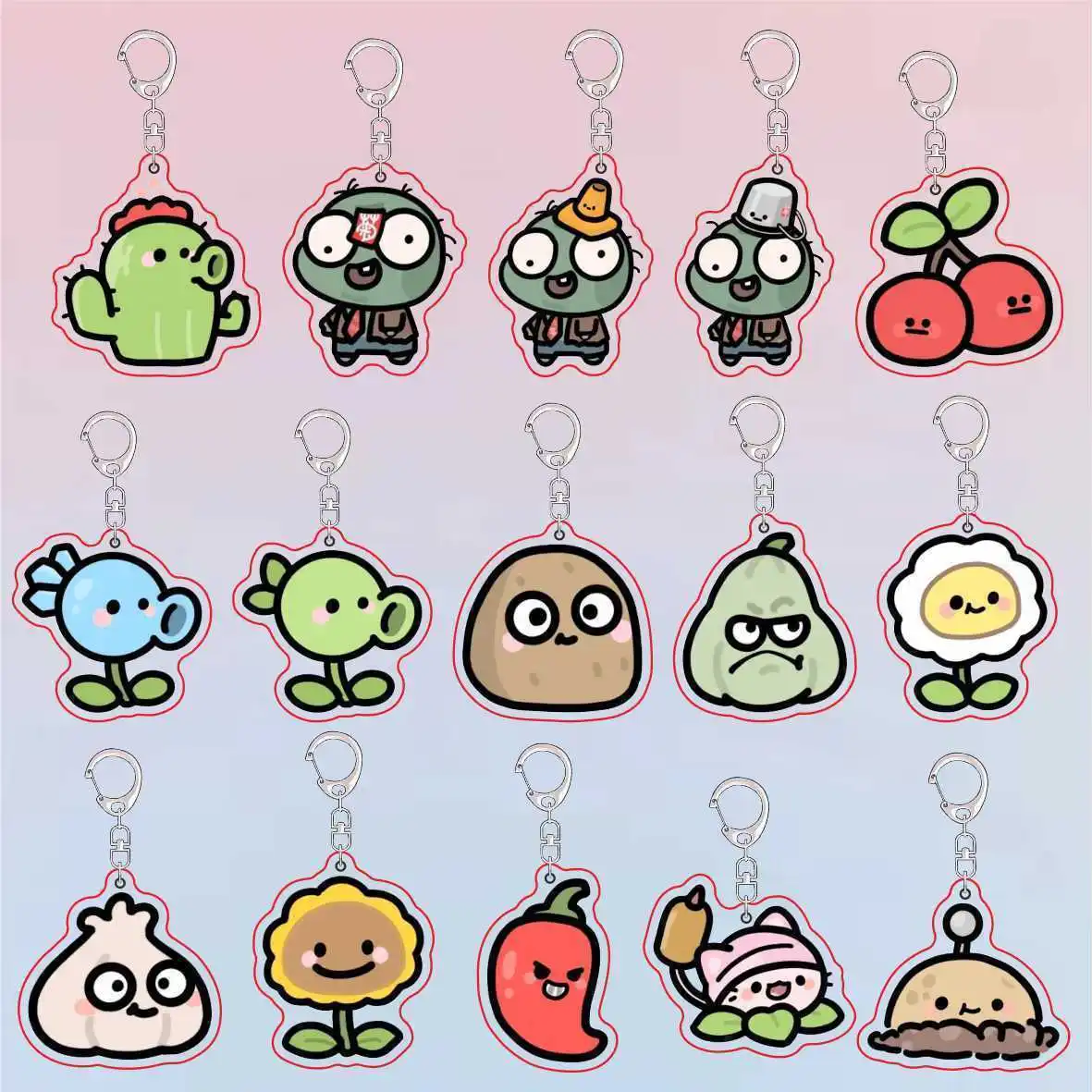 Akrylowy breloczek Plants Vs Zombies, uroczy, inspirowany grą, prezent dla dziewczyn, zawieszka do torby…