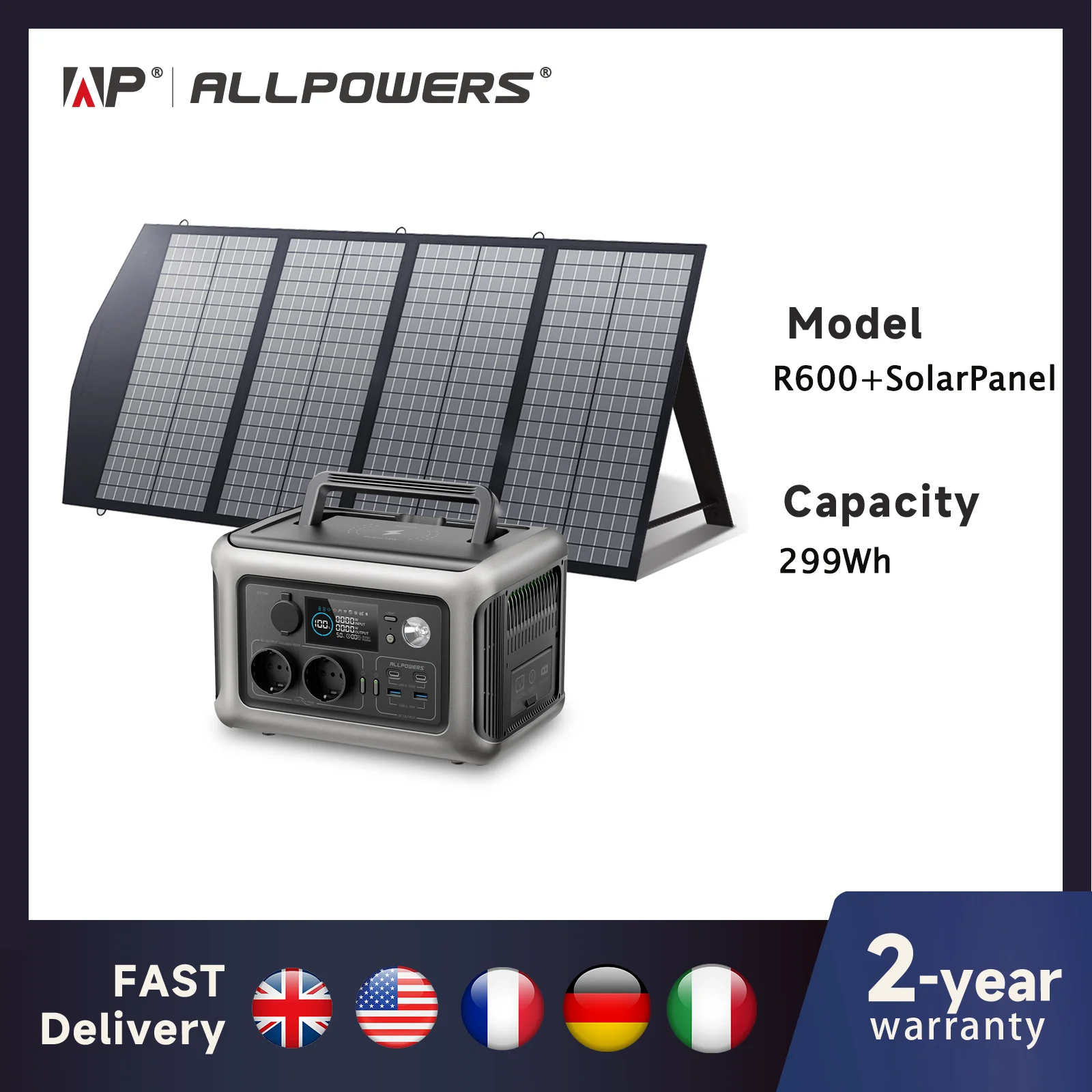 ALLPOWERS R600 Przenośna elektrownia z panelem słonecznym (opcjonalnie), akumulator LiFePO4 299 Wh 600 W do… ALLPOWERS R600 Przenośna elektrownia z panelem słonecznym (opcjonalnie), akumulator LiFePO4 299 Wh 600 W do…
