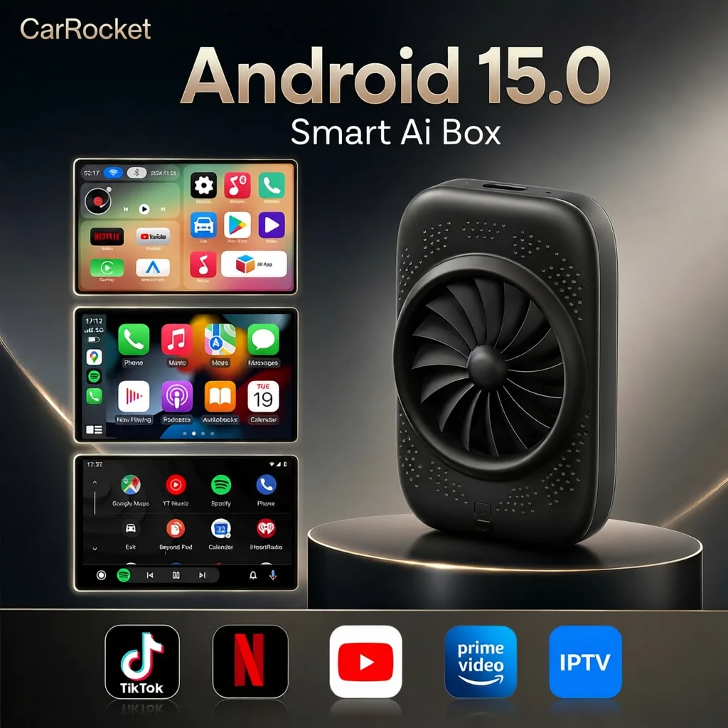 Android 15 CarPlay TV Box Bezprzewodowy Adapter CarPlay Android Auto Samochodowy Multimedialny Smart AI Box…