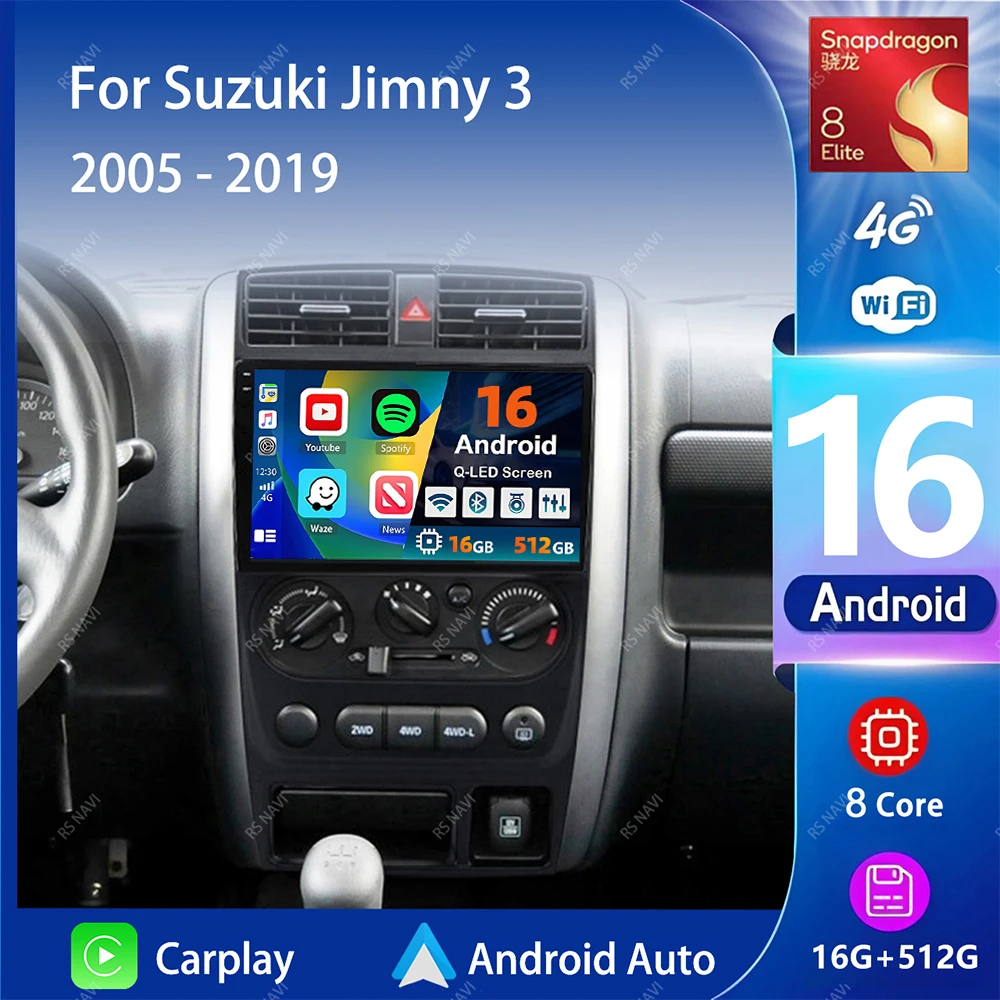 Android 16 Carplay Auto 2K Ekran Radio Samochodowe Odtwarzacz Multimedialny Do Suzuki Jimny 3 2005 – 2019…