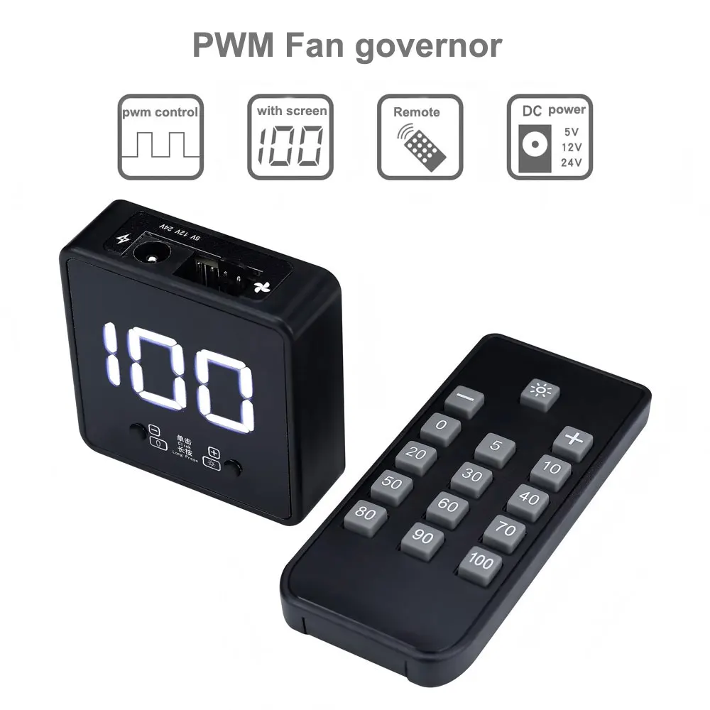 Angitu 4-pinowy regulator obrotów wentylatora PWM z cyfrowym wyświetlaczem, pilot zdalnego sterowania…