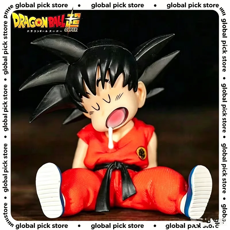 Anime Dragon Ball Mini Goku Śpiąca Figurka z Ślinią na Ściele, Scena z Snu, Anime Gadżet, Dekoracja na Biurko…