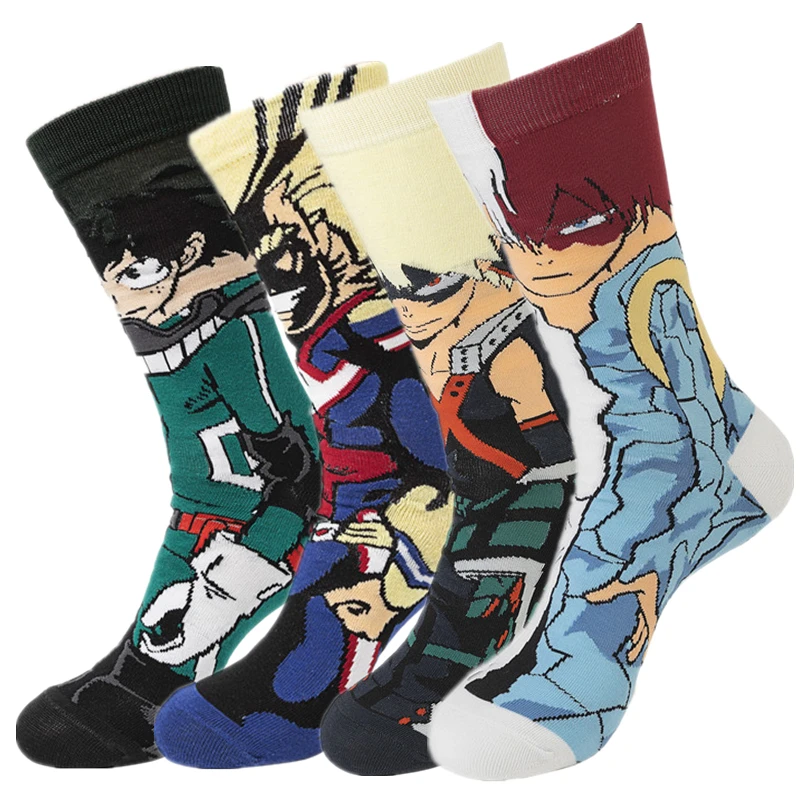 Anime My Hero Academia Izuku Midoriya All Might Bakugou Katsuki Todoroki Shouto Cosplay Character Crew Socks Anime My Hero Academia Izuku Midoriya All Might Bakugou Katsuki Todoroki Shouto Cosplay Character Crew Socks