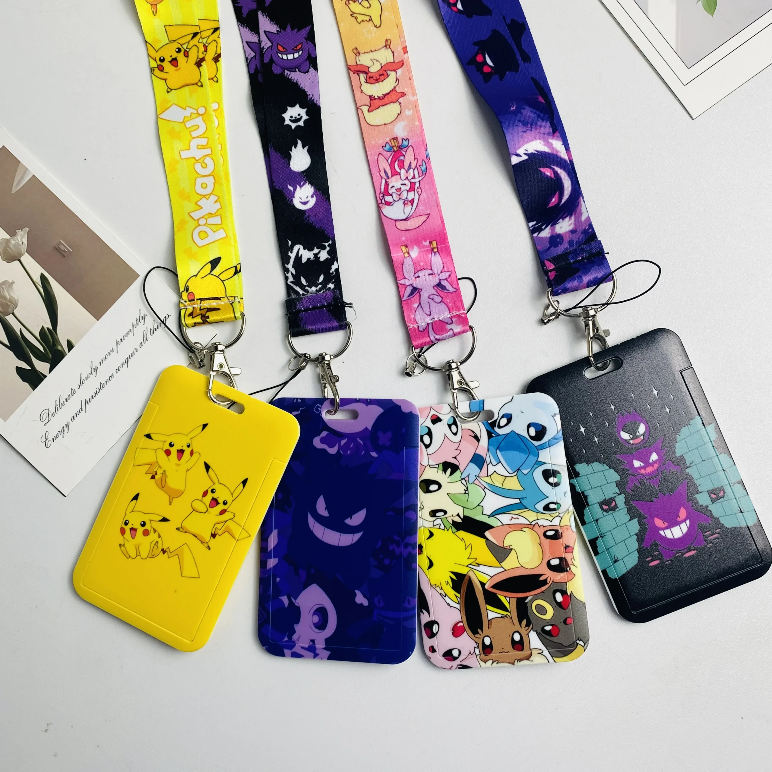 Animowane smycze Cartoon Badge Holder ID Credit Card Pass Hang Rope Keychain For Keys Anime Akcesoria Prezenty