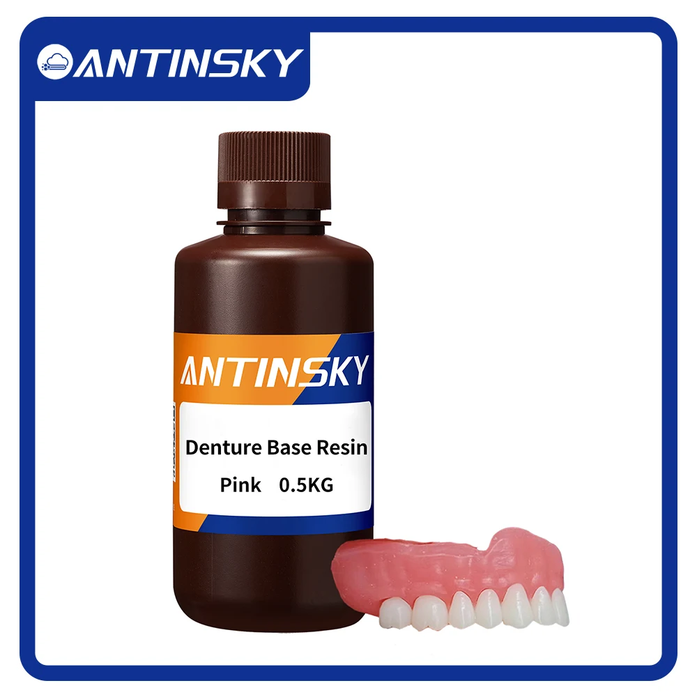 Antinsky Denture Base Dental Resin 405nm 0.5kg for HeyGears/SprintRay/LuxCreo LCD 3D Printer Wear Resistance… Antinsky Denture Base Dental Resin 405nm 0.5kg for HeyGears/SprintRay/LuxCreo LCD 3D Printer Wear Resistance…