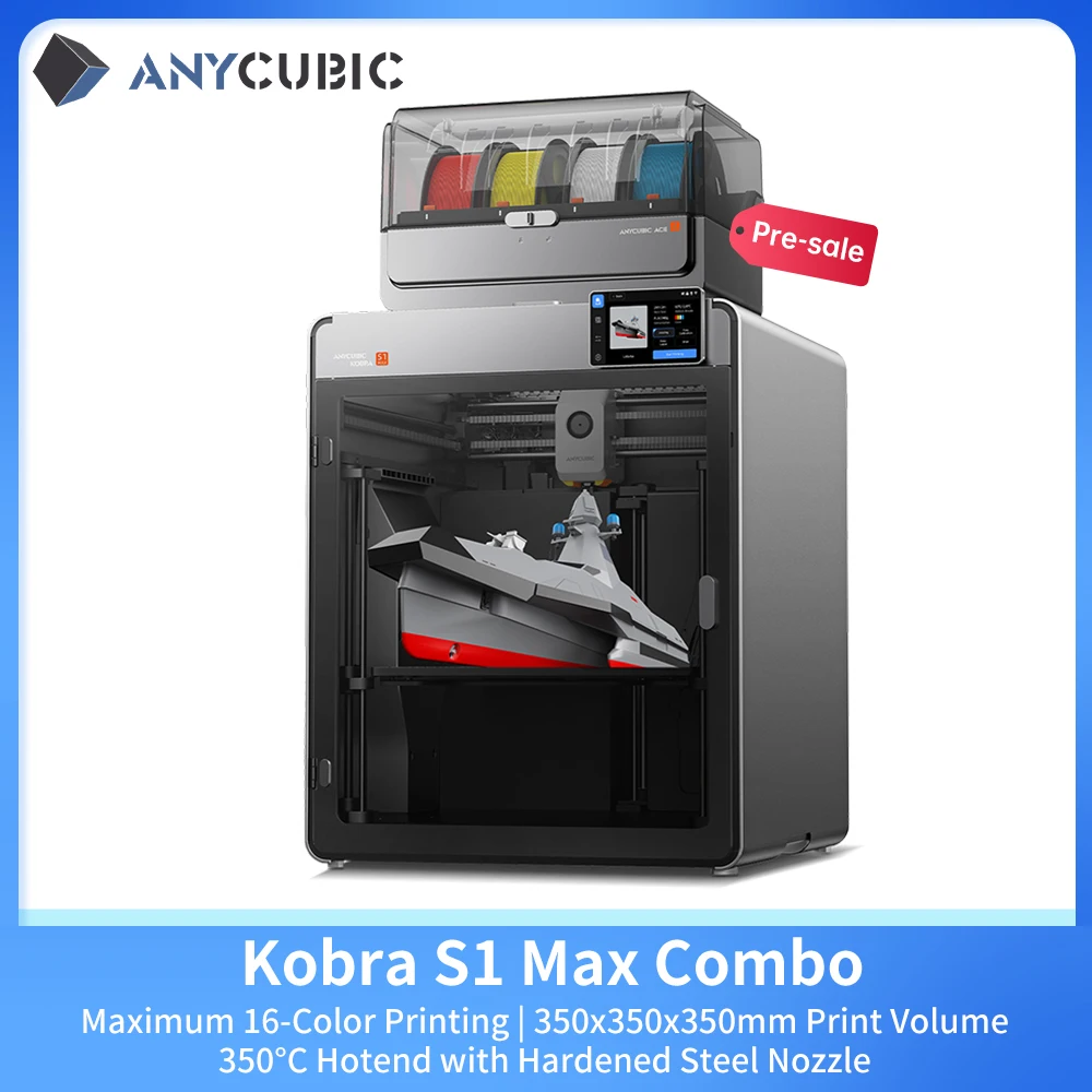 Anycubic Kobra S1 Max Combo Multicolor Drukarka 3D z szybką prędkością do 600 mm/s i 350°C ℃ Dysza z… Anycubic Kobra S1 Max Combo Multicolor Drukarka 3D z szybką prędkością do 600 mm/s i 350°C ℃ Dysza z…