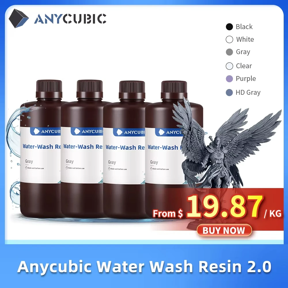 Anycubic Water-Wash Resin Drukarki 3D Żywica zmywalna w wodzie 365-405nm do drukowania LCD DLP Photon M3 Plus…