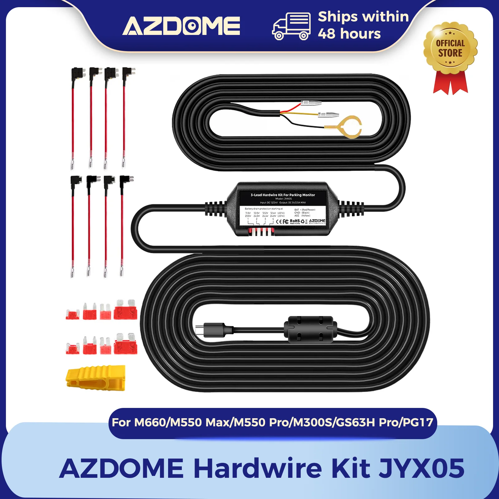 AZDOME JYX05 Zestaw do podłączania stałego rejestratora samochodowego DVR do M660/M550 Max/M300S/GS63H Pro…