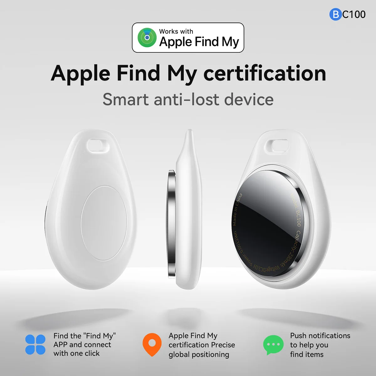 BC100 Airtag dla Apple Find My With Case Anti Lost Device Smart Trackers For Cars Pet Keychain Bluetooth Mini…