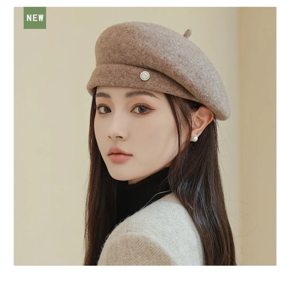 Beret Kapelusz Kobiety Jesień Zima Lekki Luksusowy Wełna Pokaż Twarz Mała Moda Malarz Kapelusze Anglia Retro… Beret Kapelusz Kobiety Jesień Zima Lekki Luksusowy Wełna Pokaż Twarz Mała Moda Malarz Kapelusze Anglia Retro…
