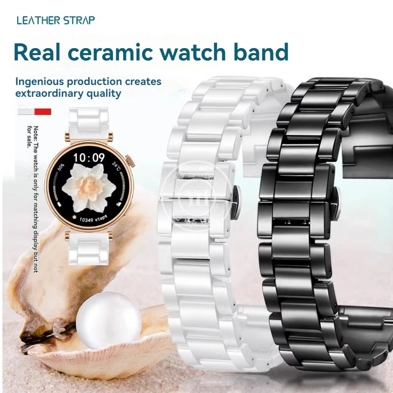 Biały ceramiczny pasek do zegarka 14mm 16mm 18mm pasek do zegarka bransoletka z klamrą ze stali nierdzewnej…