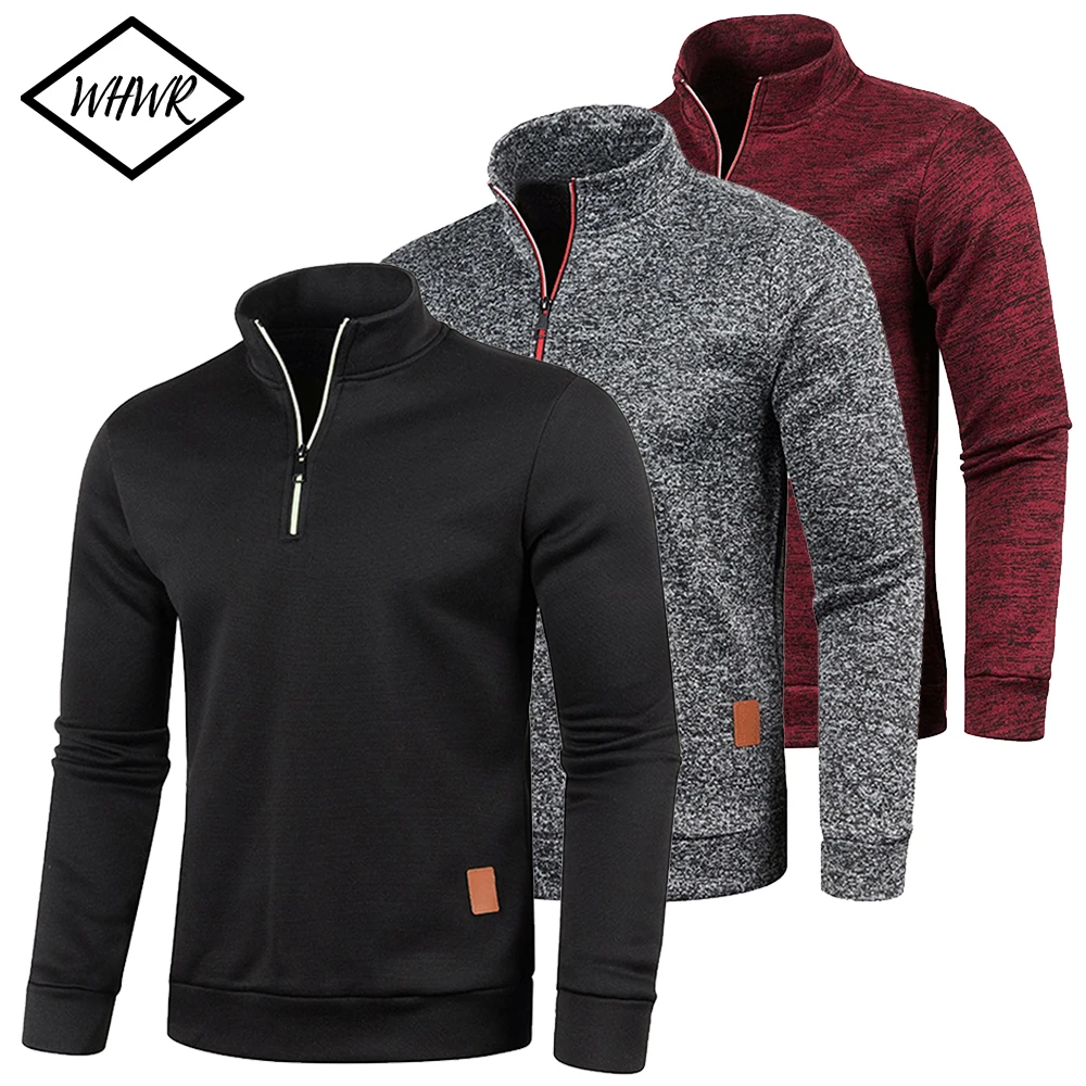 Bluzy męskie wiosenny grubszy sweter pół sweter z zamkiem błyskawicznym dla mężczyzn bluza z kapturem na…