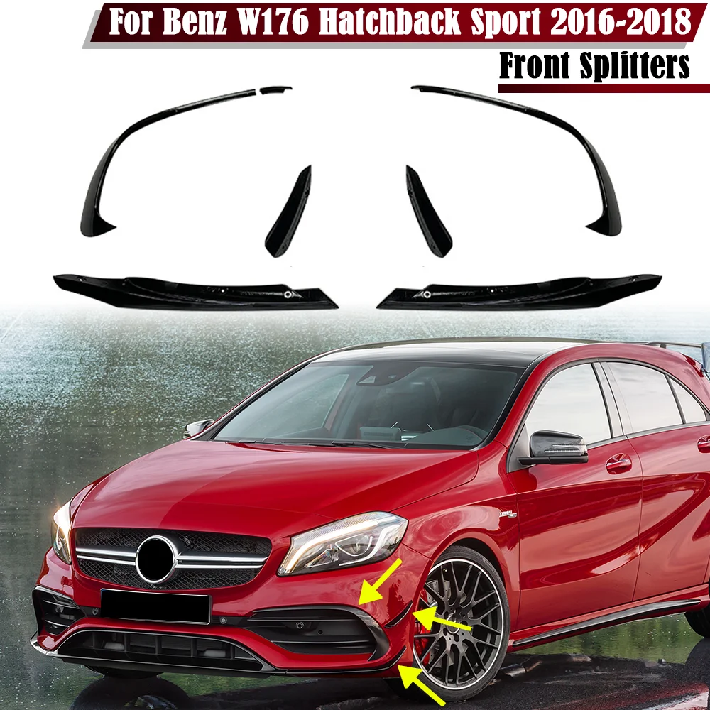 Błyszczący czarny przedni zderzak Spoiler wargowy Rozdzielacze otworów wentylacyjnych Do Benz W176 A200 A250… Błyszczący czarny przedni zderzak Spoiler wargowy Rozdzielacze otworów wentylacyjnych Do Benz W176 A200 A250…