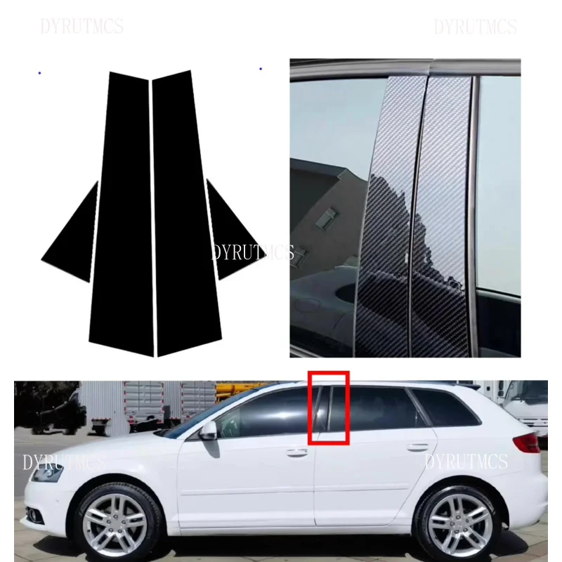 Błyszczący czarny srebrny słupek z włókna węglowego pasujący do Audi A3 S3 RS3 4dr 8P 2003 2004 -2013 Naklejka… Błyszczący czarny srebrny słupek z włókna węglowego pasujący do Audi A3 S3 RS3 4dr 8P 2003 2004 -2013 Naklejka…