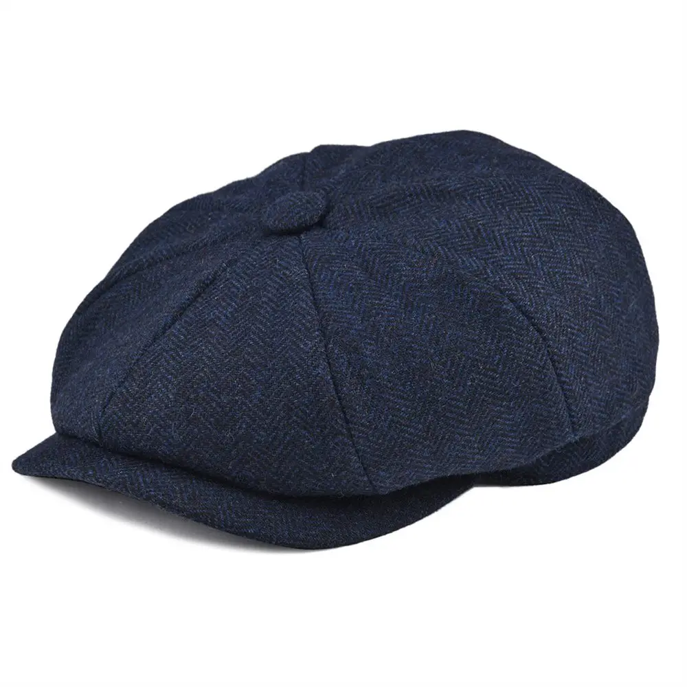BOTVELA Wool Tweed Newsboy Cap Herringbone Men Women Gatsby Retro Hat 8 Panel Driver Flat Cap Black Brown…